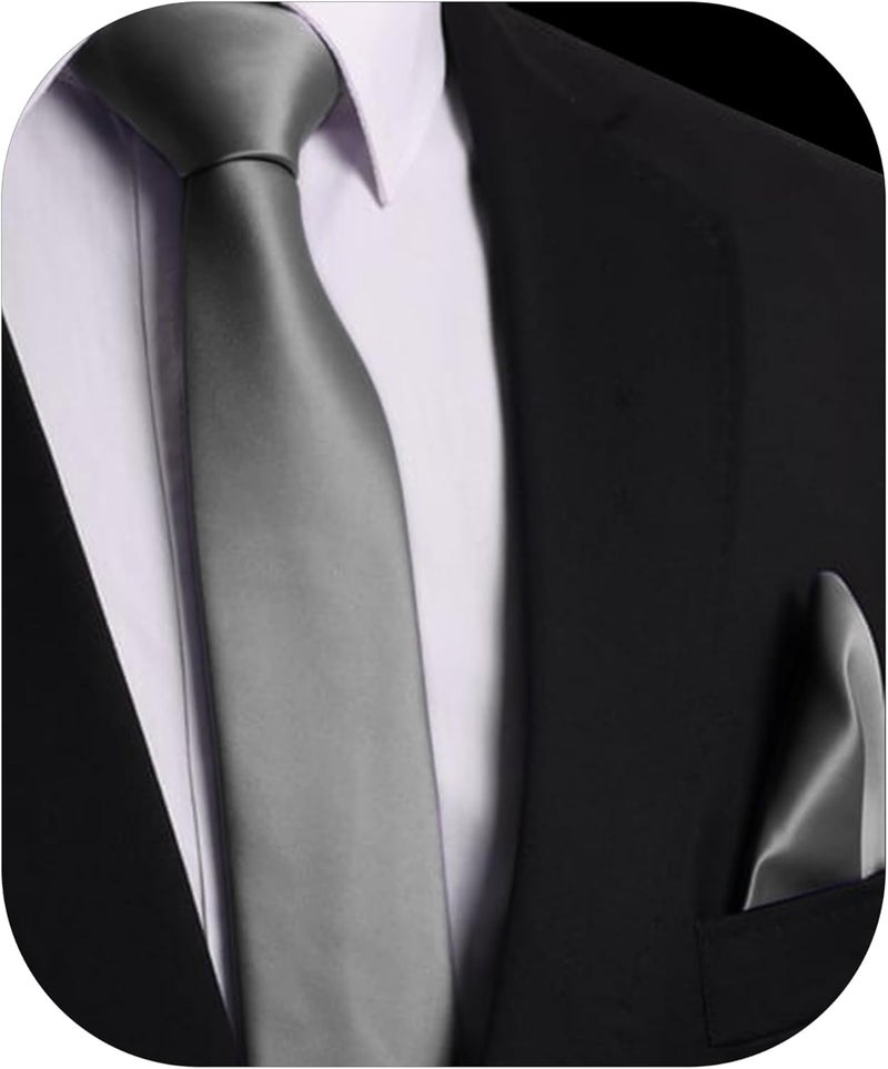 Trilece Ties for Men - Mens Solid Color Formal Necktie and Pocket Square Sets - Image 1